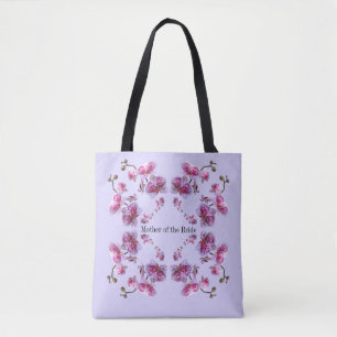 Bolsa Tote Orquídeas Lavanda Saco de Casamento com Nome Perso