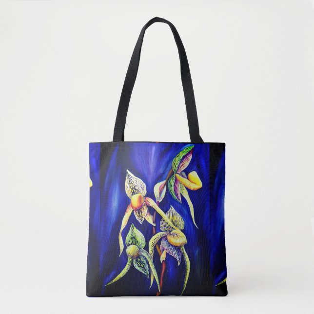 Bolsa Tote Orquídeas Tropicais Azuis (Frente)