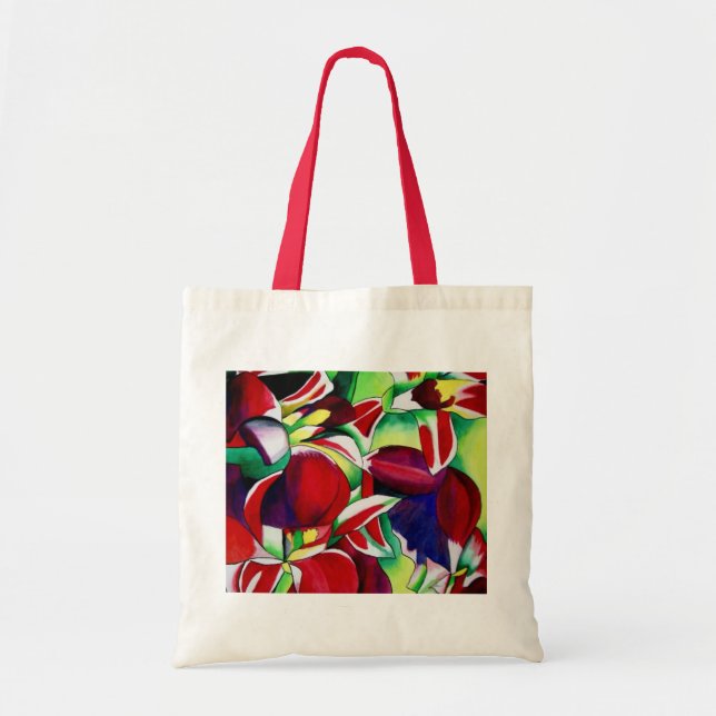 Bolsa Tote Orquídeas tropicais vermelhas de Singapura arte fl (Frente)