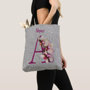 Bolsa Tote Orquídeo Elegante Monograma Inicial Um Nome
