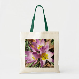 Bolsa Tote Os açafrões cor-de-rosa saltam cedo floral