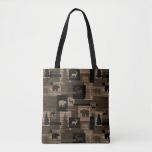 Bolsa Tote Os alces de madeira rústicos carregam o teste