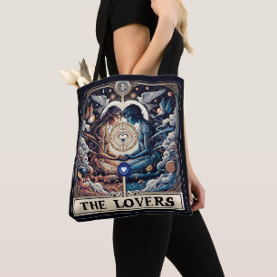 Bolsa Tote Os amantes Tarot Celestial Man & Woman Soulmates