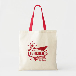 Bolsa Tote Os anos 60 vermelhos retros do professor