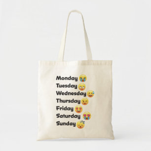 Bolsa Tote Os dias engraçados da semana Emoji enfrentam o