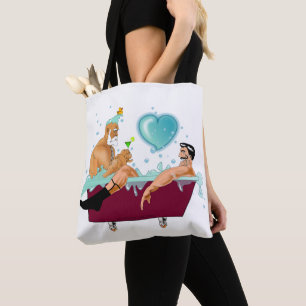Bolsa Tote Os dois gay do SlipperyJoe adoram a banheira de de