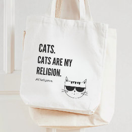 Bolsa Tote Os Gatos São A Minha Religião Engraçada Citação De