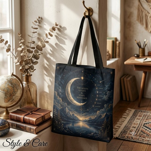 Bolsa Tote Os Guias da Lua | Arte Celestial da Lua e Estrelas (The Moon Guides  Celestial Moon & Stars Art Tote Bag)