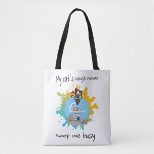 Bolsa Tote Os movimentos ninja do meu gato me mantêm ocupado