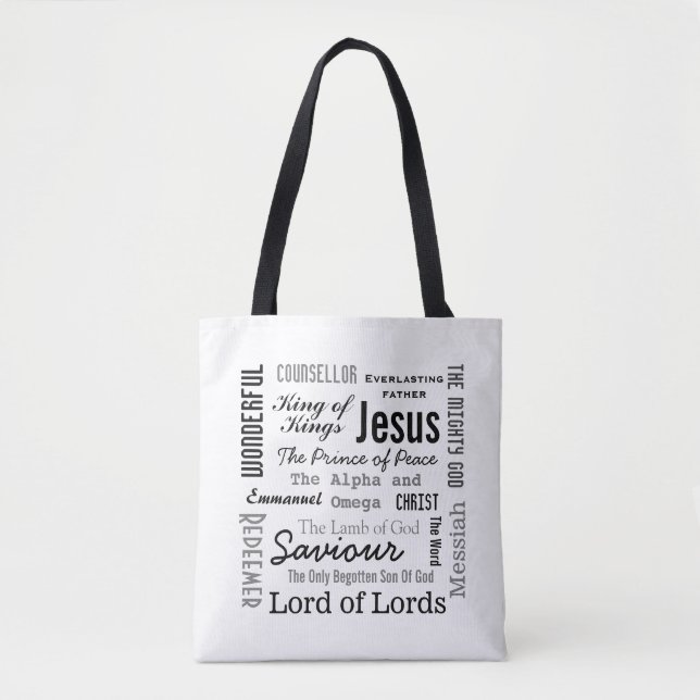 Bolsa Tote Os Nomes de Jesus Script de Texto (Frente)