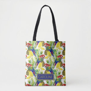 Bolsa Tote Os papagaios e a fruta tropical   adicionam seu