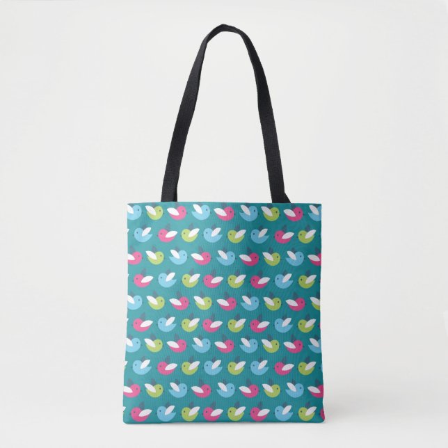Bolsa Tote Os pássaros modelam o azul (Frente)
