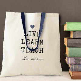 Bolsa Tote Os Professores Vivem Aprendem Ensinam Coração