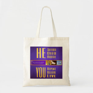 Bolsa Tote Os sinais bíblicos ITH "morreu - VOCÊ vive" saco