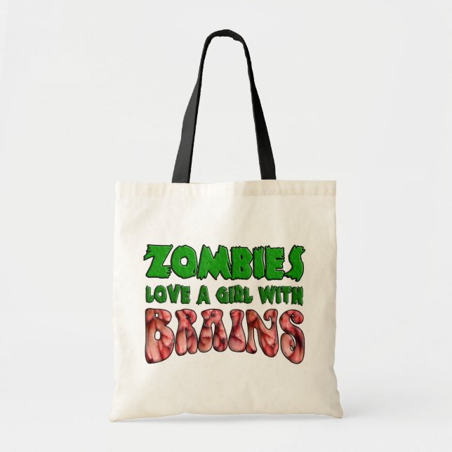 Bolsa Tote Os zombis amam uma menina com cérebros (Frente)