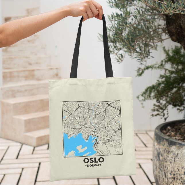 Bolsa Tote Oslo, Norway, City Map Tote Bag (Criador carregado)