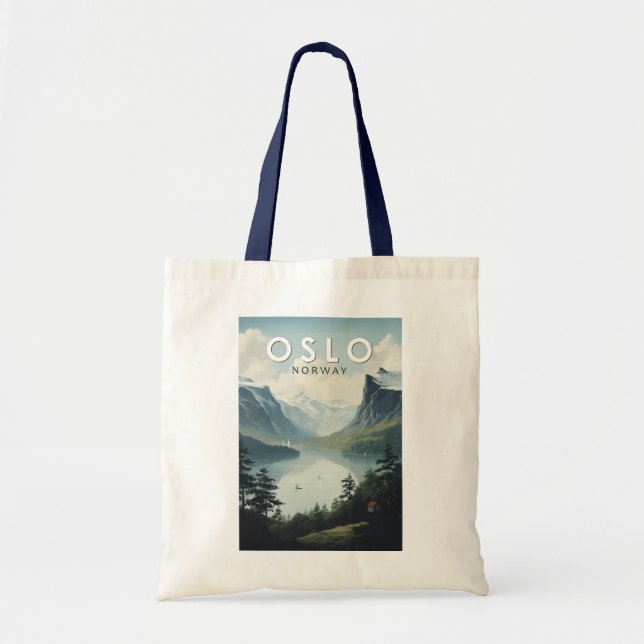 Bolsa Tote Oslo Norway Viagem Art Vintage (Frente)