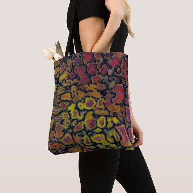 Bolsa Tote Osso de Dinossauro Petrificado Arco-íris (Close Up)
