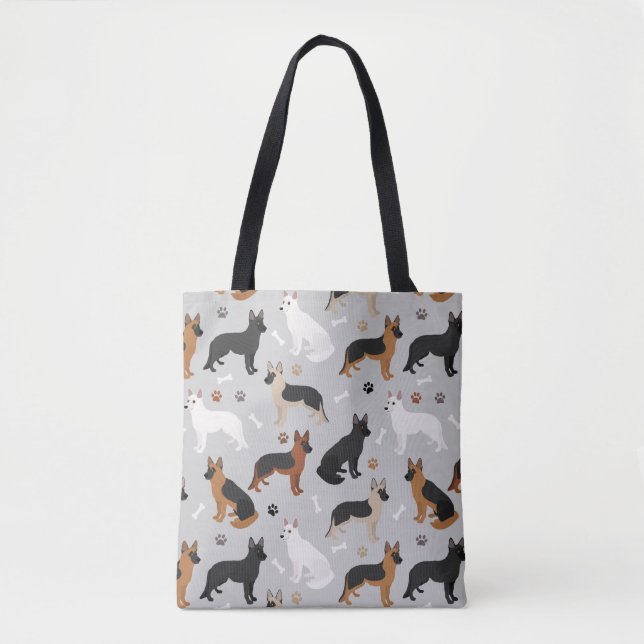 Bolsa Tote Ossos do german shepherd e patas (Frente)