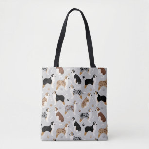 Bolsa Tote Ossos do Pastor australiano e Cinza de patas