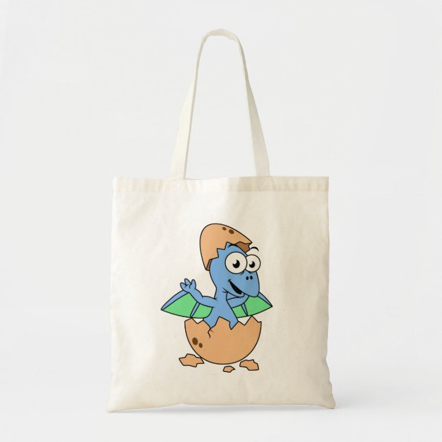 Bolsa Tote Ótima Ilustração De Um Bebê Pterodactyl Hatching. (Frente)
