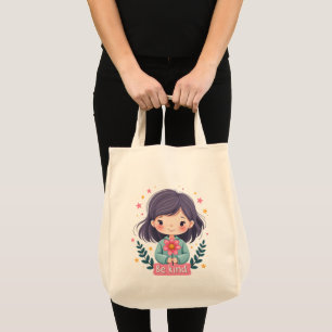 Bolsa Tote Ótima Ilustração "Seja gentil" de Kawaii - Arte In