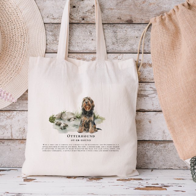 Bolsa Tote Otterhound | Aquarela de Citação de Raça de Cachor (Criador carregado)