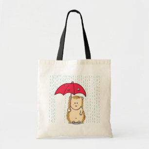 Bolsa Tote Ouriço bonito com guarda-chuva rasgado