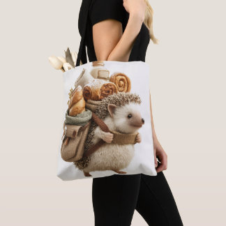 Bolsa Tote ouriço-cacheiro usando uma mochila cheia de pastel