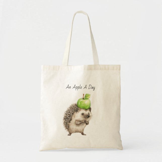 Bolsa Tote Ouriço de Maçã Verde (Frente)