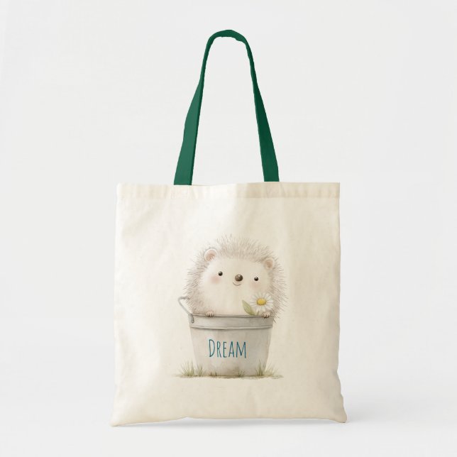 Bolsa Tote Ouriço-do-jardim com Flor de Margarida (Frente)