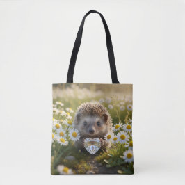 Bolsa Tote ouriço fofo de abril com coração de diamante