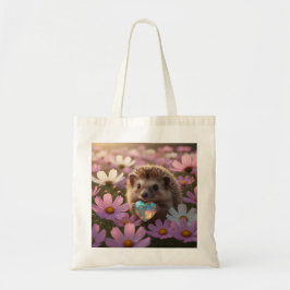Bolsa Tote ouriço fofo de outubro com coração de opala