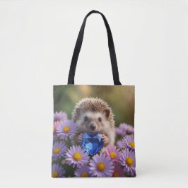 Bolsa Tote ouriço fofo de setembro com coração de safira