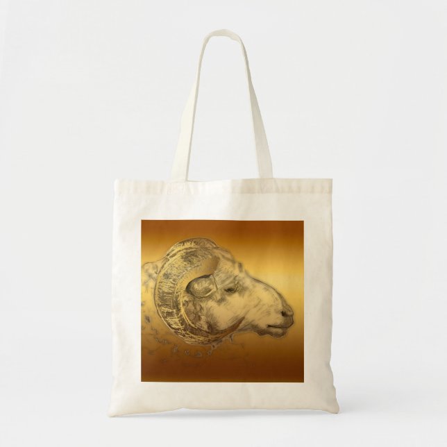 Bolsa Tote Ouro Ano Ram Chinês Zodiac Aries Tote Bag (Frente)