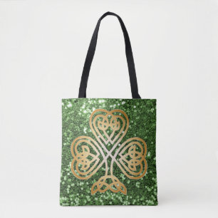 Bolsa Tote Ouro Brilhando Lente Celular Lente Verde do Shamro