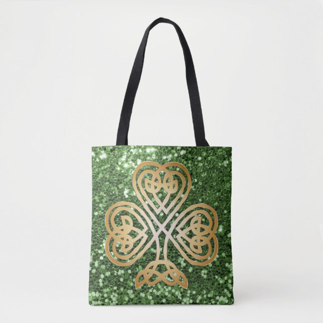 Bolsa Tote Ouro Brilhando Lente Celular Lente Verde do Shamro (Frente)