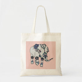 Bolsa Tote Ouro cor-de-rosa saco Embellished do elefante
