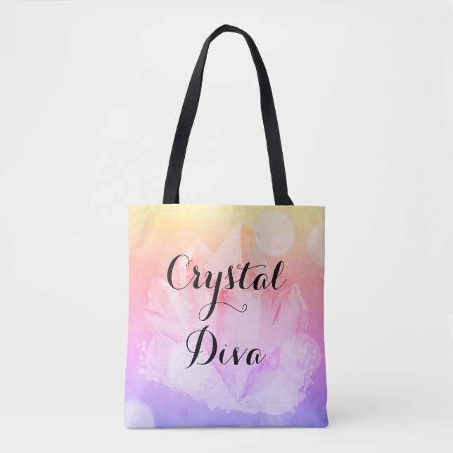 Bolsa Tote Ouro de cristal do rosa da lavanda do inclinação (Frente)