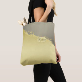 Bolsa Tote Ouro de luxo decorativo em ouro e prata, monograma