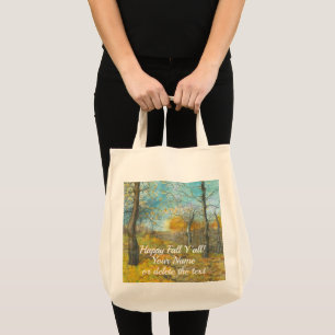 Bolsa Tote Ouro de outono numa aquarela de pintura de carvalh