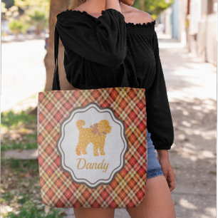 Bolsa Tote Ouro de porta de Xadrez personalizada - Cachorro a