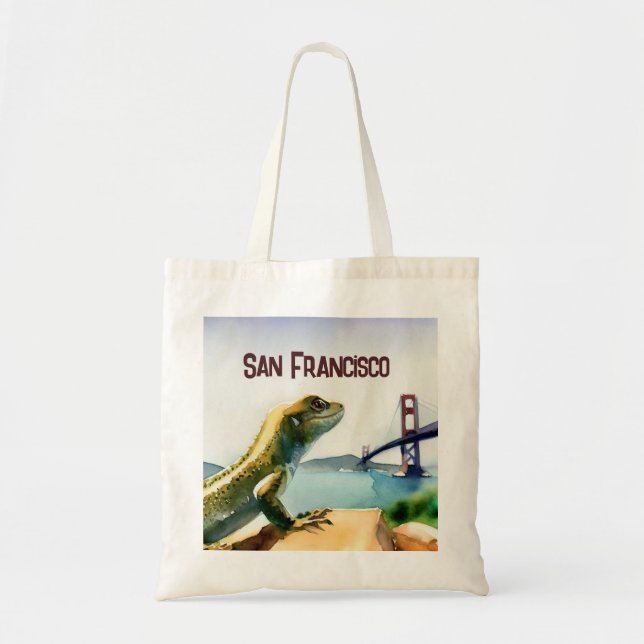 Bolsa Tote Ouro de San Francisco Lizard Ponte Souvenir (Frente)