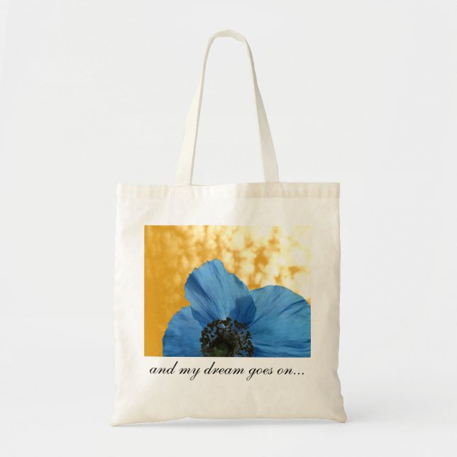 Bolsa Tote Ouro do sonho da flor da PAPOILA AZUL (Frente)