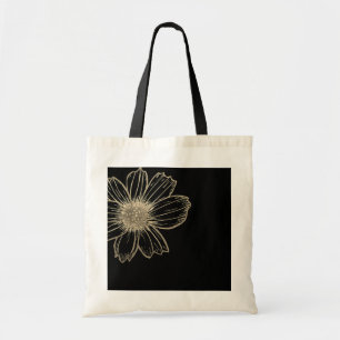 Bolsa Tote Ouro Floral design preto e branco Saco de Toques