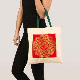 Bolsa Tote Ouro Mandala Art Design Bag