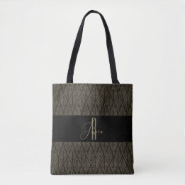 Bolsa Tote Ouro marrom Padrão de couro e monograma