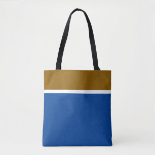 Bolsa Tote Ouro Moderno, Banhas Brancas Marrons Em Azul Profu