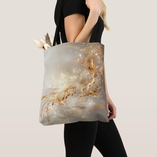 Bolsa Tote Ouro Musical Notes Digital Art (Close Up)