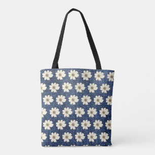 Bolsa Tote Ouro Padrão Floral design Teal